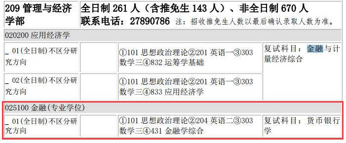 天津大学金融硕士2017年硕士学位招生专业目录